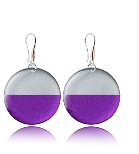 Pendientes Colgantes Sencillos Modernos Redondo; Joyería para Mujer (Estilo 27 - Lila y Plato)