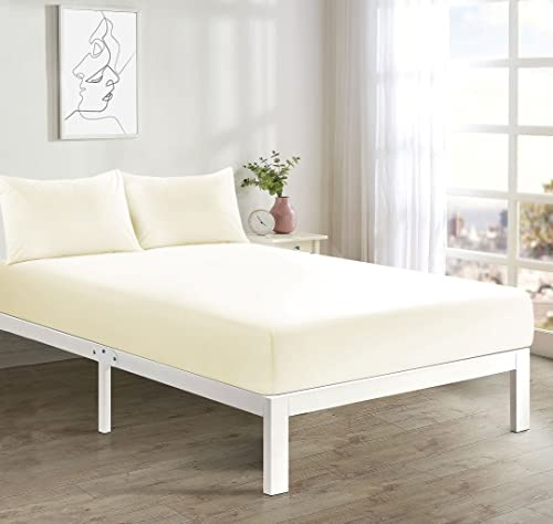 Fitted Sheet | Luxury Easy Care Polycotton Bed Sheet | Mattress Cover Non Iron, soft fabric, 26 Colours (CREAM D)