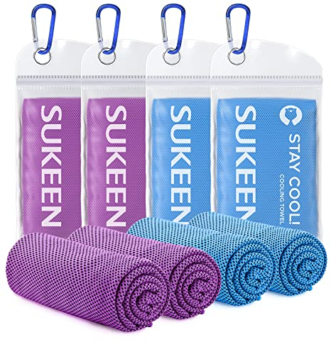 Sukeen Kühlende Handtücher für Hals und Gesicht, kühlendes Handtuch, 4er-Pack, Mikrofaser, Sport