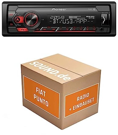 Autoradio Einbaupaket passend mit Pioneer MVH-S320BT für FIAT Punto Typ 188 Bluetooth Telefonieren Audiostreaming