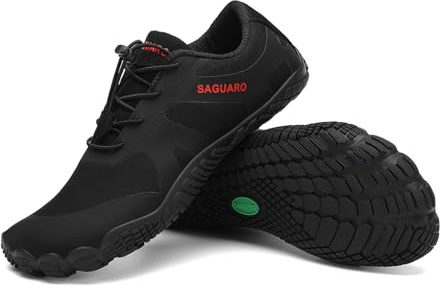SAGUARO Unisex barfotaskor, utomhusskor, vandringsskor, Djup svart, 45 EU