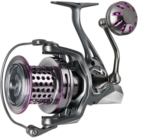 THKFISH Salzwasser-Spinnrolle 10000 Brandungs-Angelrollen, 13+1BB Metallkörper SalzwasserSpinnrolle, CNC-Aluminium-Spulenrollen für Lange Würfe,Max 20kg/45LB