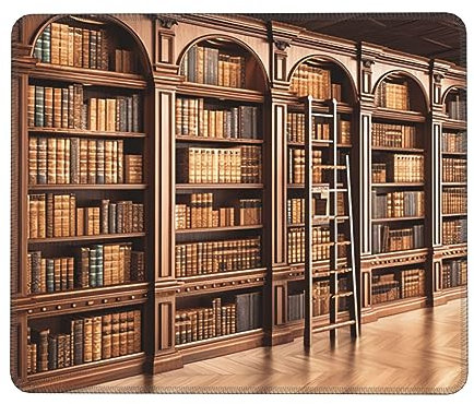 Library Bookcase Printed Gaming Mouse Pad With Stitched Edge,Waterproof Non-Slip Rubber Base Square Mouse Mat For Computer Laptop Wireless Mouse Office Mouse Mats Gaming Mousepad