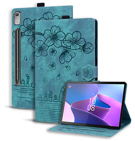 Succtopy Coque pour Lenovo Tab P12 12.7 Pouces 2023 PU Cuir Cover Tablette Housse de Protection Lenovo Tab P12 2023 Porte-Crayons Portefeuille Tablet Étui Lenovo Tab P12 12.7 2023 Vert Clair