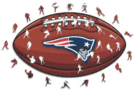 Iconic Puzzles, New England Patriots crest, 100% eco-sustainable wooden puzzle with official license, size L, 500 pieces