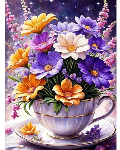 DOMROM Blume Diamond Painting Kits für Erwachsene, 5D Diamant Painting Bilder Set, DIY Diamond Art Painting Kit Full Drill Gem Digitales Diamant Gemälde Stickerei für Gift Home Wall Decoration 30x40cm