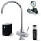 HappyFilter FizzRed Wassersprudler Wasserkocher | gekühlt | gesprudelt | kochend| 5in1 Chrom Wasserhahn | Kalkfilter | Wasserspender | Büro | Küche | Festwasseranschluss | 2kg CO2 Adapter