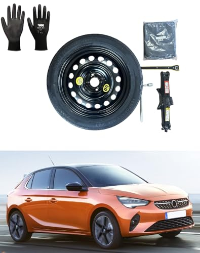 Ersatzrad-Set 16 Zoll, kompatibel mit Opel Corsa-F mit Wagenheber, Schlüssel, Handschuhe und Tasche 125/70R16