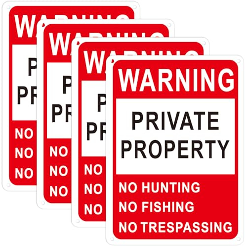 Lineshading Schilder mit Aufschrift Posted No Trespassing, wetterfest, keine Jagd, 25,4 x 17,8 cm, reflektierendes Aluminium, Warnschilder für die Warnung, keine Jagd, Angeln, Fallen im Freien, Rot,