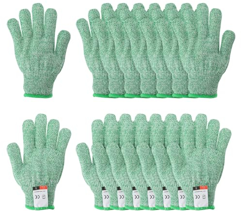 PATIKIL Cut Resistant Gloves, 8 Pair Level 5 Protection Anti Cutting Gloves Cut Proof Gloves for Kitchen Wood Carving Working, Small, Green