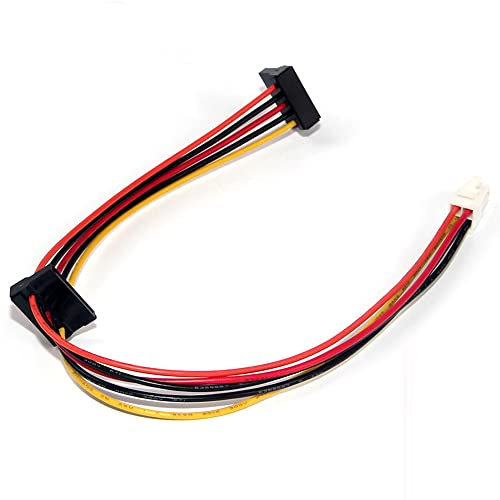 Duontyye ATX Motherboard 4Pin to 2-Port Serial ATA SATA Hard Drive Adapter Power Cable for IPC & Tax Controller 18AWG