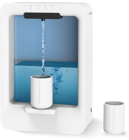 TTQ Distributeur De Bain De Bouche Rechargeable Automatique 520ml Bouteille De Rince-Bouche Distributeur Mural sans Contact avec 2 Gobelets Magnétiques Réutilisables