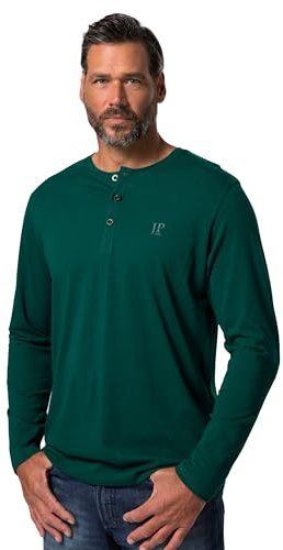 JP 1880 Herren Bis 8XL, Langarm-Shirt, Henley, Knopfleiste, Rundhalsausschnitt, T-Shirts