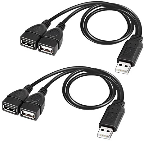 Janasiba - Cable separador USB, USB 2.0 macho a doble USB Jack Y cable separador cargador