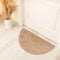 RIANGI Boho-Teppich, geflochten, Jute-Naturfaser, halbrund, für Wohnzimmer, Eingangsbereich, Bauernhaus, Heimdekoration, Innenteppich, kleine Fußmatte für Badezimmer, Küche, Naturfarben, 1,5 x 0,9 m