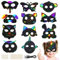 24 Stück Kratzbilder Masken für Kinder, 12 Tiere Scratch Painting Art Masken, Magische Kratzmasken, Regenbogen Kratzpapier Set mit 24 Elastischen Kordeln 12 Holzstiften für Kindergeburtstag Spiele
