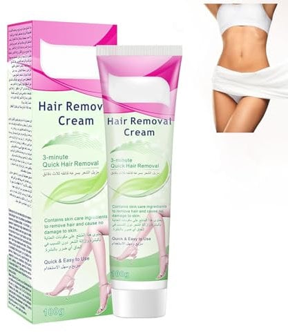 Enthaarungscreme Intimbereich,Enthaarungscreme mit Pflanzen Formel für Sanfte Anwendung ohne Schmerzen,Haarentfernungscreme Schnell und Effektiv für AchselhöHlen Brust Arme und Bikinizone 100g Grün
