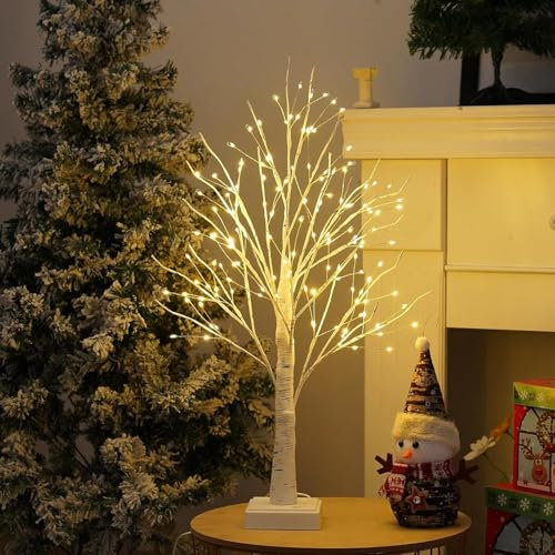 Diketone LED Bäume,Birke Lichterbaum mit 144 Warmweißer LEDs Licht,Lichterbaum Verstellbare Äste USB/Batteriebetrieben,LED Baum Innen Weihnachten Karneval Halloween Deko