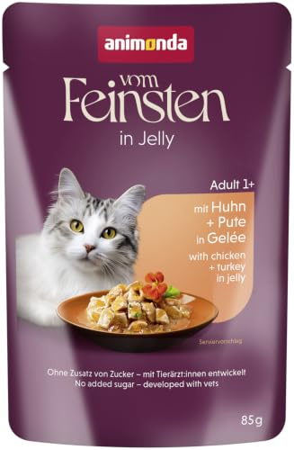 animonda Vom Feinsten Adult Raffinesse Katzenfutter in Gelee mit Huhn und Pute (24 x 85 g), Nassfutter mit Taurin und Vitamin D3, ohne Zusatz von Soja, Zucker und Konservierungsstoffen