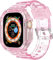 Compatible with Apple Watch Ultra/Ultra 2 49mm Band with Bumper Case,TPU Rugged Military Shockproof Sports Strap for iWatch Ultra 2/Ultra 49mm for Women and Men - Transparent Pink