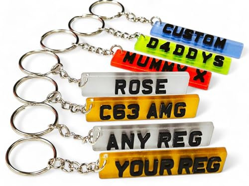 Fiona's Favourites Personalised UK Registration Number Plate Keyring, Customisable Car Keys, Drive Safe Keychain, Number Plate Keychain, Gift For Dad, Gift for Mum