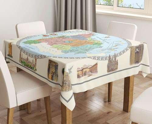 Mantel del Mapa de España y Portugal - Calidad de Tela Tejido Antimanchas resinado - 45990-1