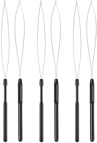 Hair Extension Loop Needle Threader Tool - 6pcs Hair Extension Pulling Hook Tools,Pulling Bead Device Tool,Hair Extension Threader Hair Tool,Micro Loop Nano Beads Device,for Hair Extensions
