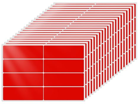FINDAT Rot Rechteckig Etiketten 75 x 25 mm selbstklebend 160 Stück | Namensschilder Aufkleber, Klebeetiketten, wasserfestes Vinyl, Büro, Haus, Schule, DIY