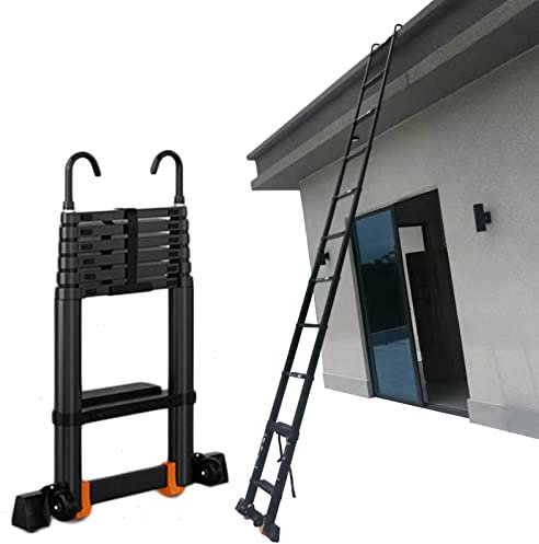 Teleskopleiter für 6 m/5 m/4 m//2 m Dachzelt/Dachboden, ausziehbare Teleskopleiter aus Aluminium mit abnehmbarem Haken und Stabilisatorstange, Tragkraft 440 lbs