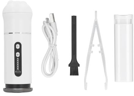 2 in 1 Lint Remover Steam Iron, Handheld Rechargeable with 1800mAh Battery, Effective Trimming for Clothing, Mini Design for Travel, ABSTitanium Gold Material, Includes (White)