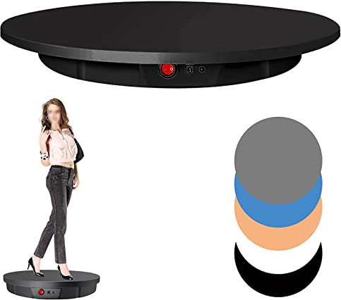 HSSMEUR Motorized Rotating Display Stand with Remote Control,Electric Turntable for Product Photography,Large Motorized Platform Turntable (Black 60cm)