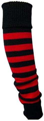 ANZEE Kids Stripe Leg Warmers Stay Warm & Stylish Girls Knitted Ankle Children Legwarmer for Book Week Christmas School Dance Party Wear Sports Yoga Accessories (Red Black, One Size)