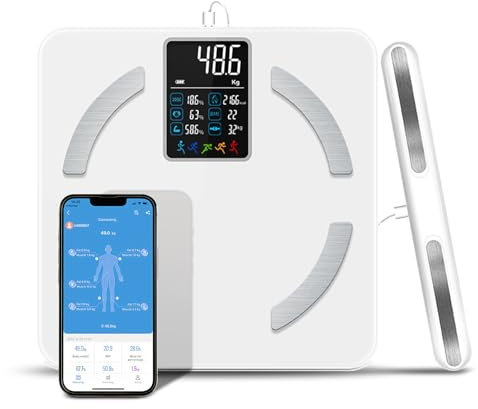 Smart Body Weight Scales with 8 Electrode and 18 Body Metrics Analyzer, Bluetooth Digital Bathroom Scale, 180kg Capacity High Precision Body Fat Scales