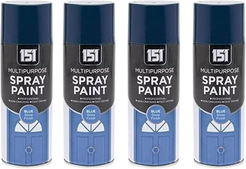 MIXEL Multipurpose Blue Spray Paint, quick-drying formula, Long-Lasting, Ideal for Crafting, DIY Projects, Wood, Metal, Plastic, Perfect for Indoor and Outdoor Use, 400ml, (4 Pcs)