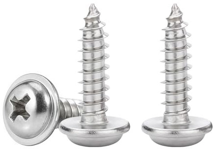 Drenky Flange Self Tapping Screws 304 Stainless Steel 50 Pcs Multi-Purpose M5x12mm Wafer Head Screw for Wood, Home Renovation & Engineering Projects