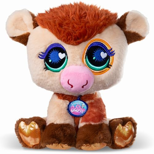 Littlest Pet Shop - Plüschkuh 25 cm - Littlest Pet Shop LPS Deluxe Kuh – Niedliche Plüschtiere mit großen, glänzenden Augen – Spielzeug für Kinder ab 4 Jahren – BF00666