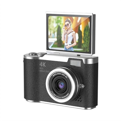 4K Digital Camera for Photography Auto Focus, 48MP Vlogging Camera, 2.4inch Flip Screen Compact Travel Camera with 8X Zoom Anti-Shake, Portable Small Gift