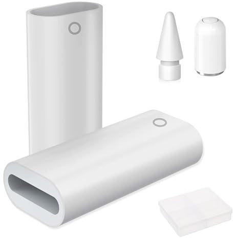 2 Pcs Apple Pencil Adapter with Magnetic Replacement Cap and Replacement Pencil Tips Connector Compatible in box for Apple Pencil 1st Generation, Compatible with iPad Pro, iPad Air 3rd Generation