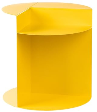 Metal Accent Side Table Round End Table with Shelf Yellow Taggart