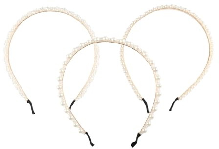 Bojueshaw 3pcs White Pearl Hair Band Set,Elegant Imitation Pearl Headbands for Women & Girls Wedding,Party,Daily Wear