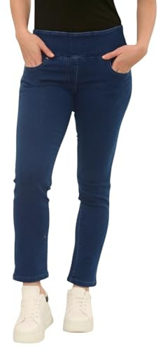 MYT Womens Elasticated High Waist Jeans Trousers Tummy Control Stretch Ladies Denim Jeggings New Blue 14 Short