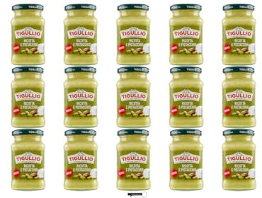 Tigullio Pesto alla Ricotta e Pistacchio, 185 g, Confezione da 15 Vasetti, con Portachiavi italy shop