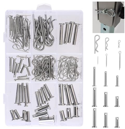 YOFAPA Clevis and Clips Assortment Kit, 122 Pcs M6 M8 Clevis Pins and M1.5 M2 M3 Cotter Clips, Stainless Steel Clevis Pins and Clips Fastener Set, Hole Location Pins with Cotter Hitch Pins Clips