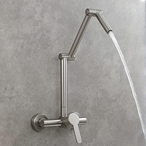 Pot Filler Faucet Brass Commercial Kitchen Sink Folding Stretchable Single Handle Faucets with 360 Rotating Nozzle Two Holes Wall Mount for
