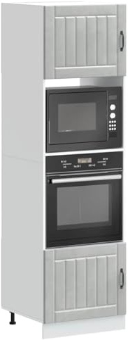 QZZCED Lucca Ofenschrank, 2 Stück, aus technischem Holz, Grau, Beton, mit großem Fach und verstellbaren Beinen für kompakte Küche und effiziente Lagerung,
