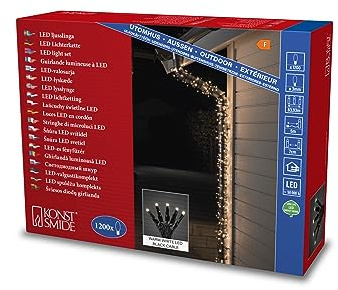 Konstsmide Micro LED Lichterkette, 1200 warm weiße Dioden, 24V Außentrafo, schwarzes Kabel - 3649-110