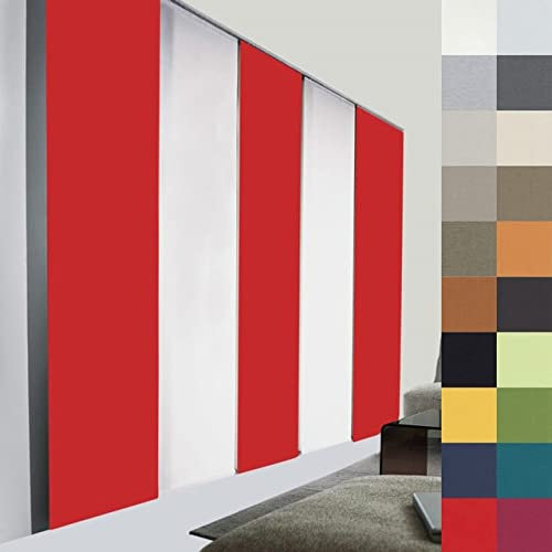 Sun World Schiebegardine nach Maß, Verdunkelungsgardine, Maßanfertigung, Schiebevorhang zur Verdunkelung, Flächenvorhang, Raumteiler, Blickdicht (197cm Höhe x 80cm Breite/Rot)