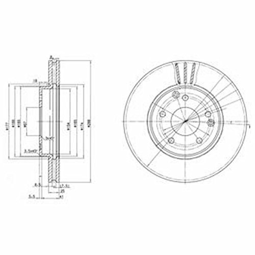 DELPHI 2x Bremsscheibe Vorne Ø288mm Höhe: 46,5mm Dicke: 25mm Belüftet BG3240C