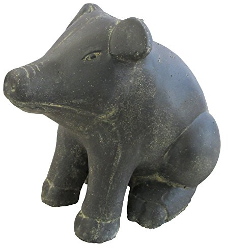 STONE art & more sitzendes Schwein, 20 cm, Steinfigur, Steinguss, frostfest