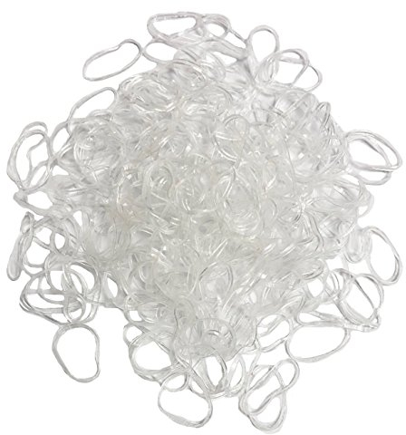 250 Clear Elastic Hair Bands Elastic Small Rubber Hair Ties Braiding Dreads Cornrows Dreadlock Rubber Bands Rings (Trans - Clear)